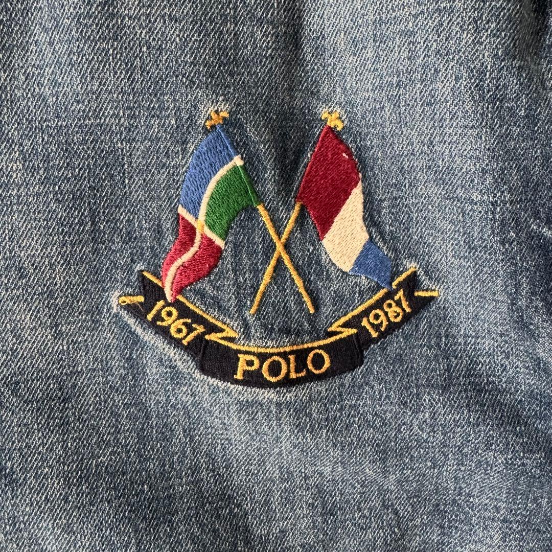 美品 ポロラルフローレン デニム ボンバージャケット POLOロゴ M