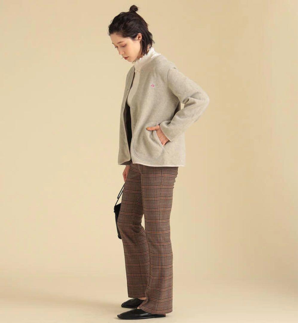 DANTON フリース ノーカラーカーディガン