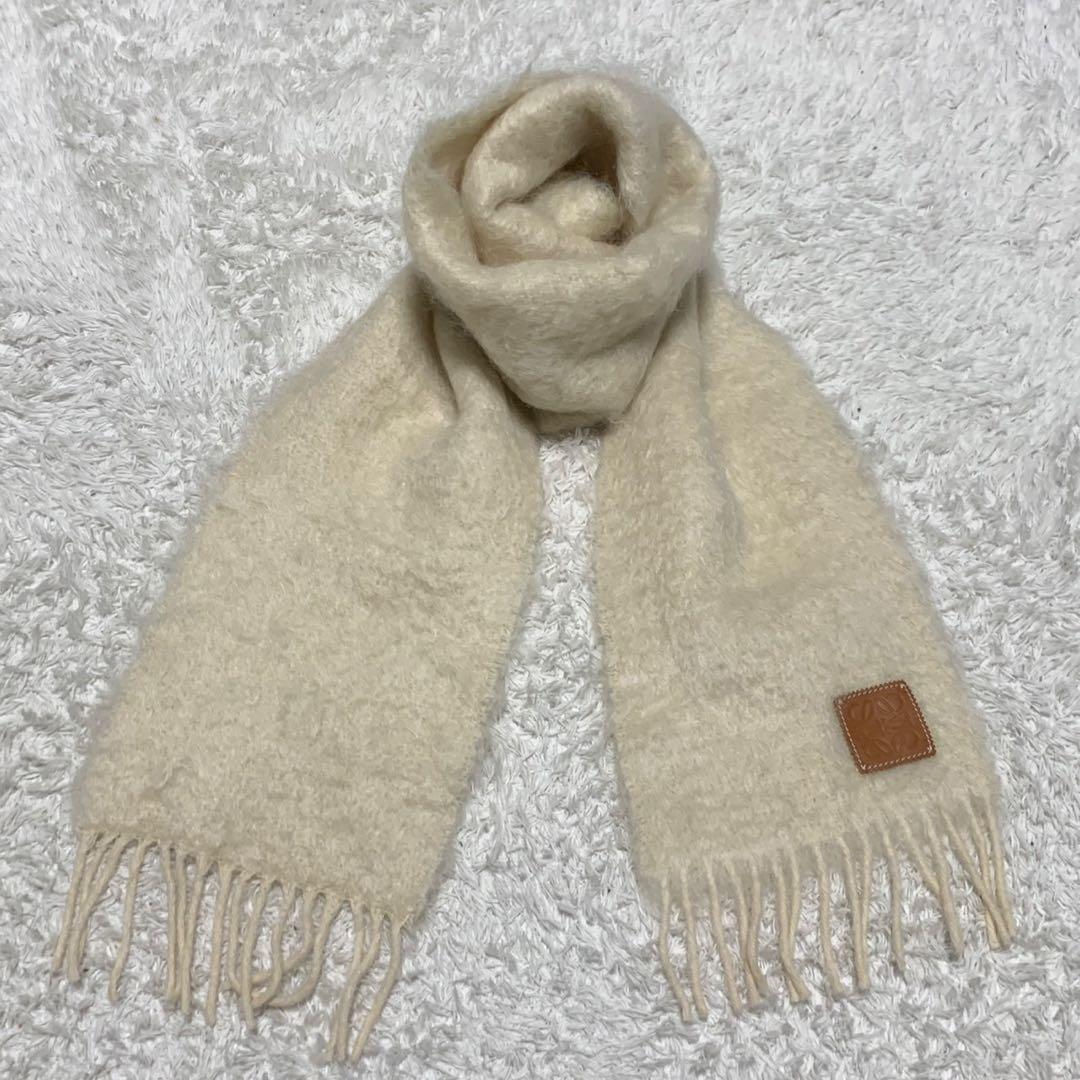 ［極美品］ロエベ　LOEWE アナグラム　モヘヤ　　ウール　ナイロン　マフラー
