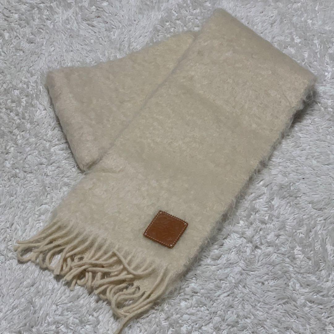 ［極美品］ロエベ　LOEWE アナグラム　モヘヤ　　ウール　ナイロン　マフラー