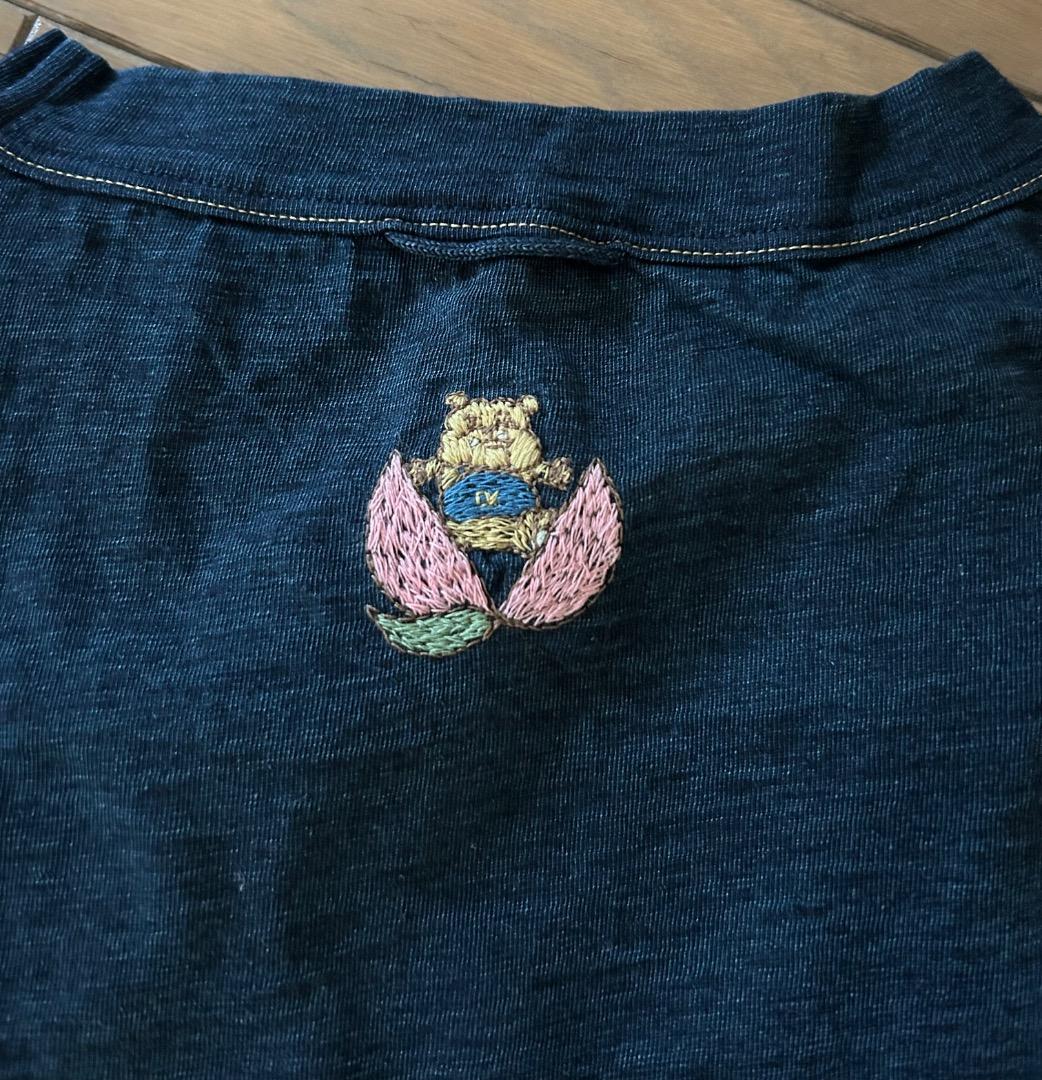 ぺ*こ様 45R 藍インディゴ　桃太郎　長袖　Tシャツ　サイズL