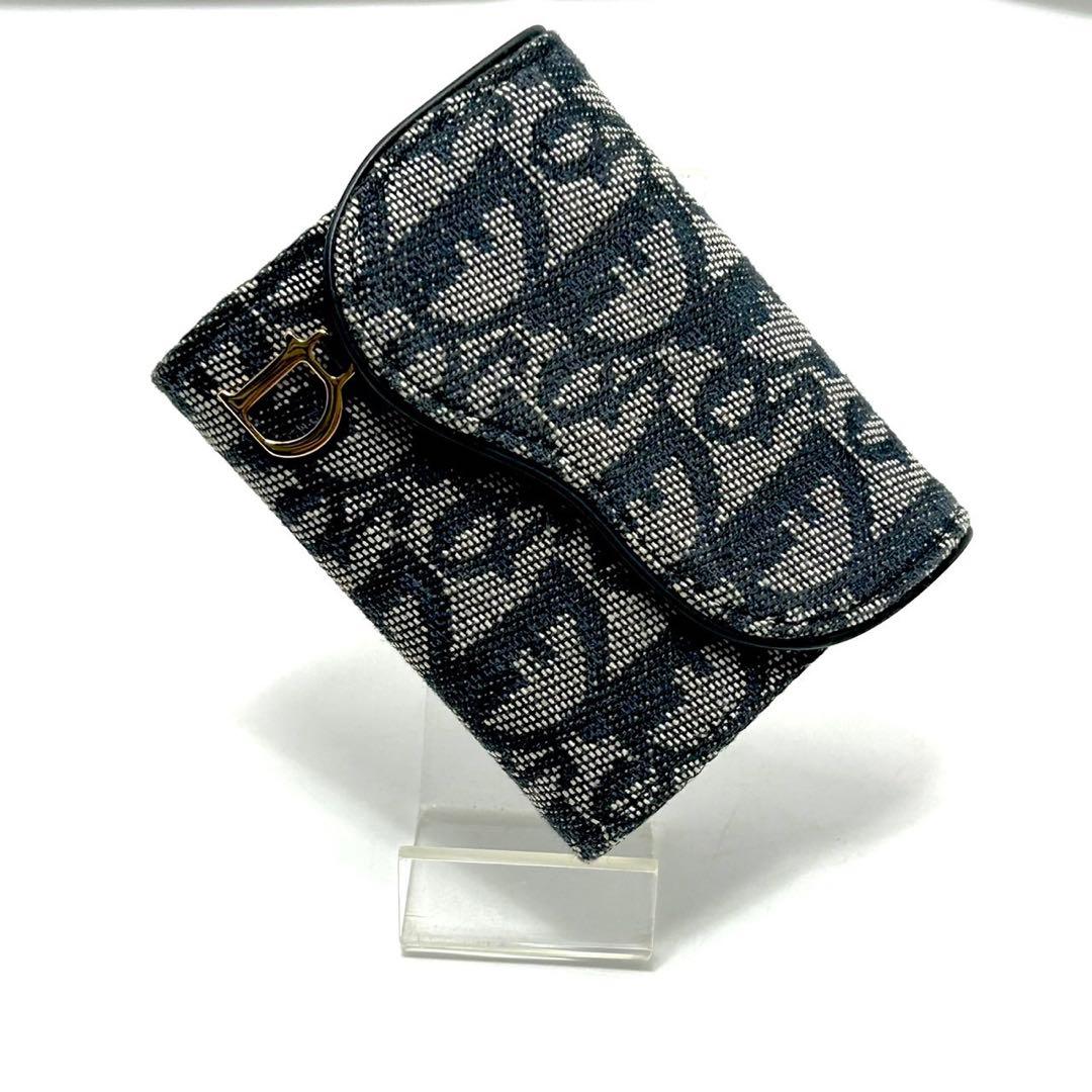 Dior ケース トロッター サドル 折り財布 ミニ財布 ジャガード