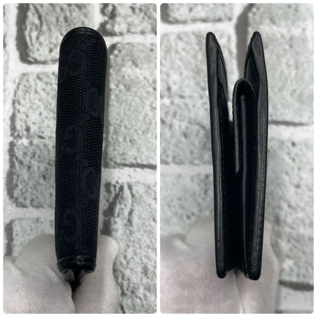 箱付き美品✨グッチ 二つ折り財布 コンパクトウォレット GGキャンバス ブラック