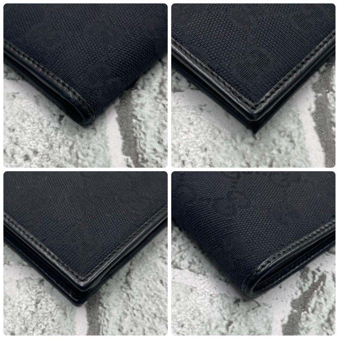 箱付き美品✨グッチ 二つ折り財布 コンパクトウォレット GGキャンバス ブラック