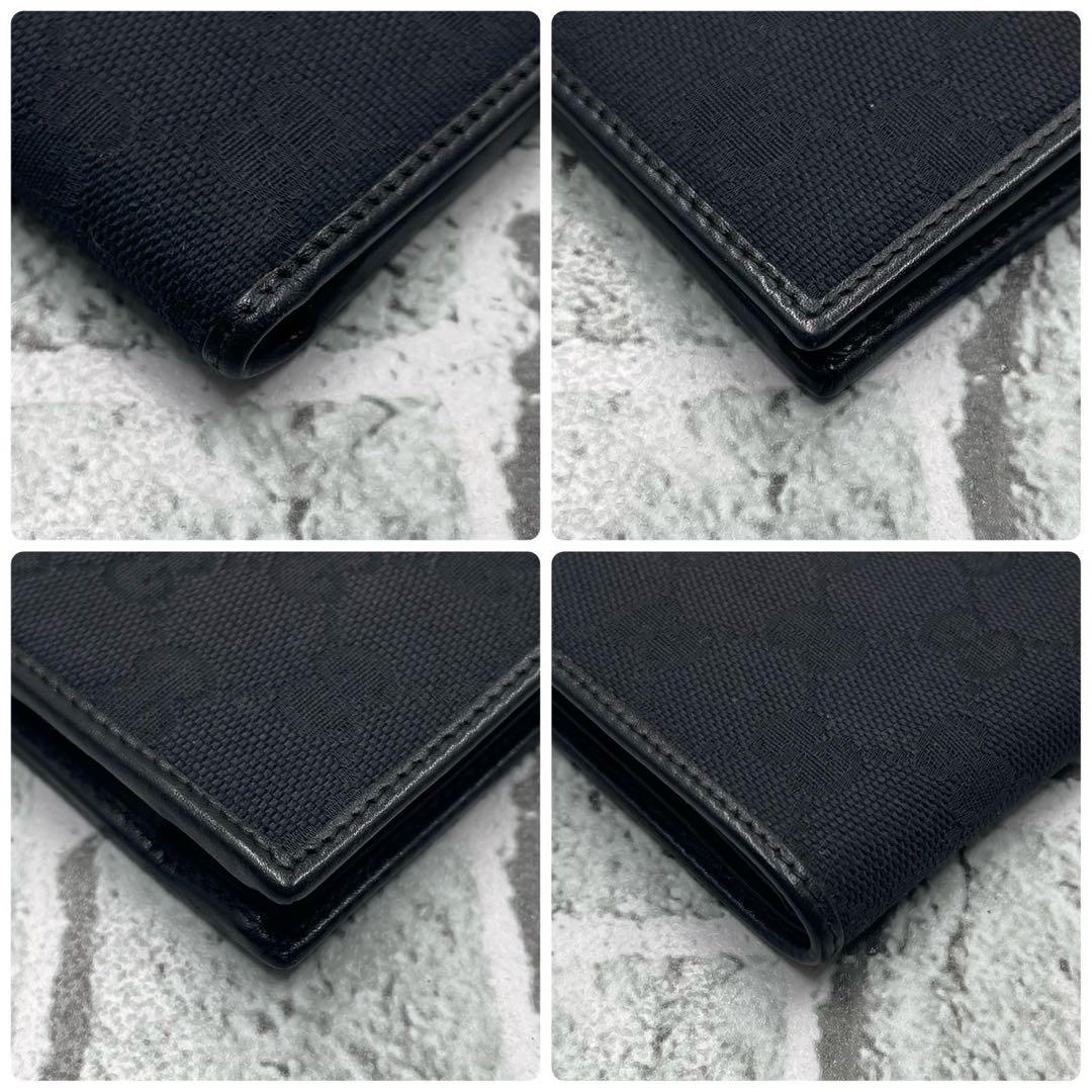箱付き美品✨グッチ 二つ折り財布 コンパクトウォレット GGキャンバス ブラック