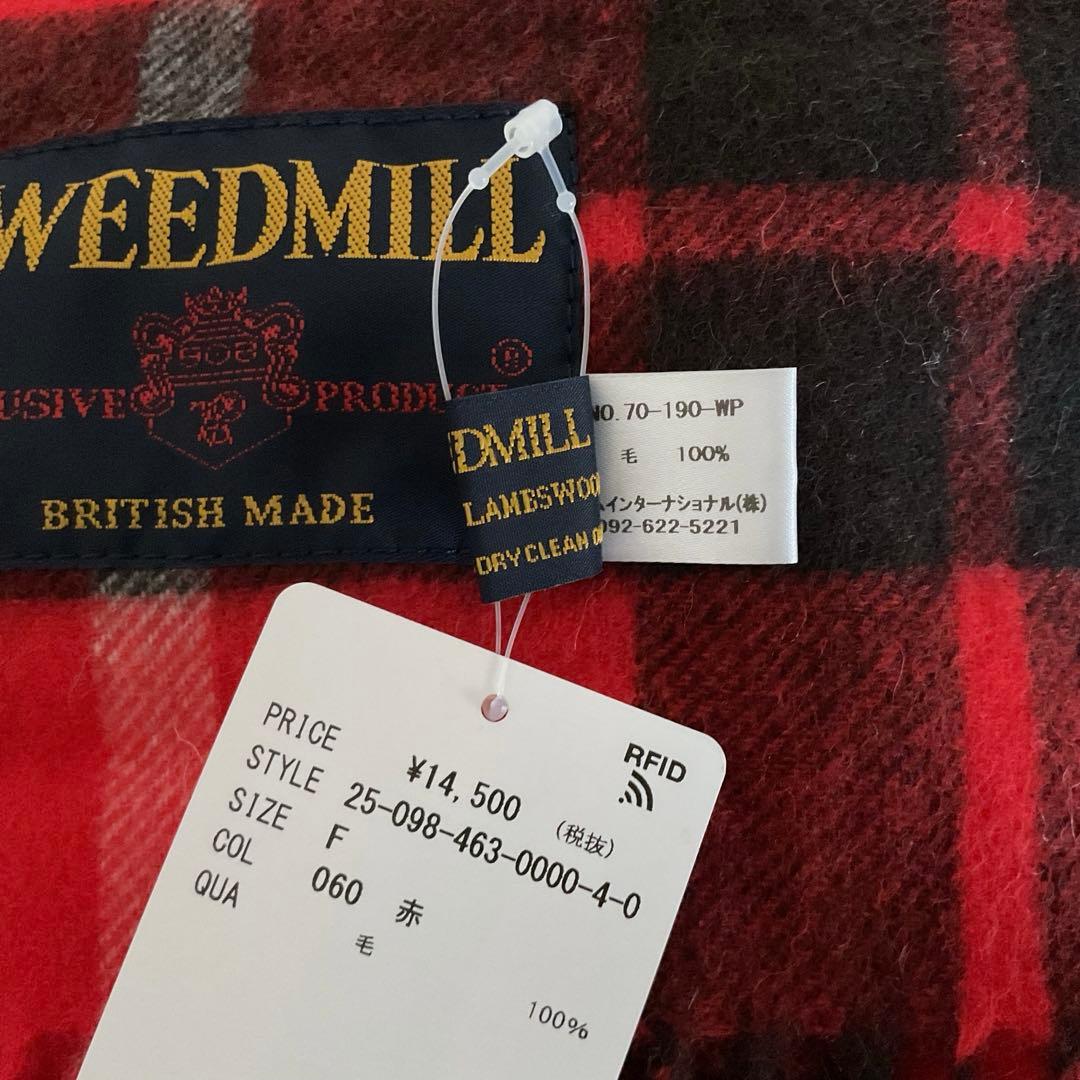 ツイードミルチェックストール　レッド　新品タグ付き