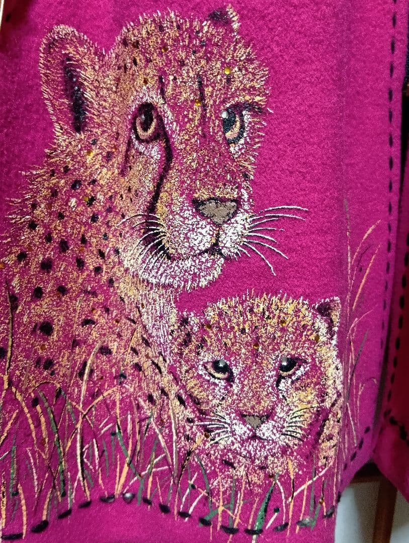 ★専用★伊太利屋　ピンク ロングコート ヒョウ柄襟