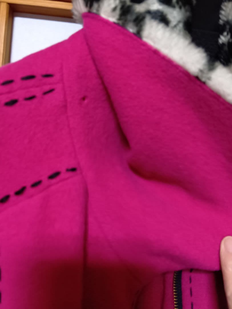 ★専用★伊太利屋　ピンク ロングコート ヒョウ柄襟