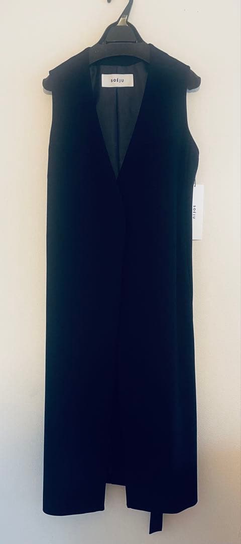 SOEJU ウールライクロングジレ　ネイビー