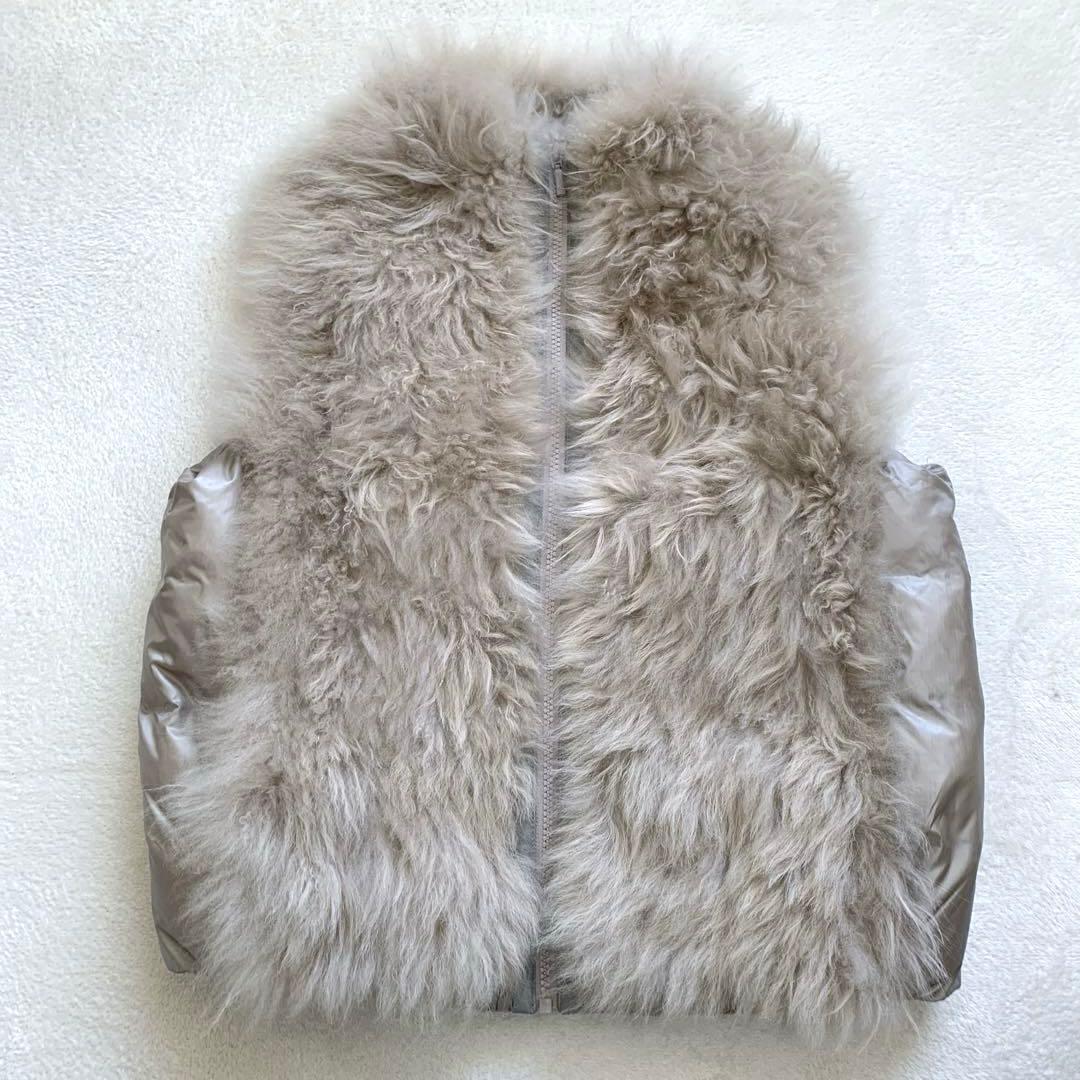 DAMA ダーマコレクション　カシミヤファーダウンベスト　Ｌ　グレージュ