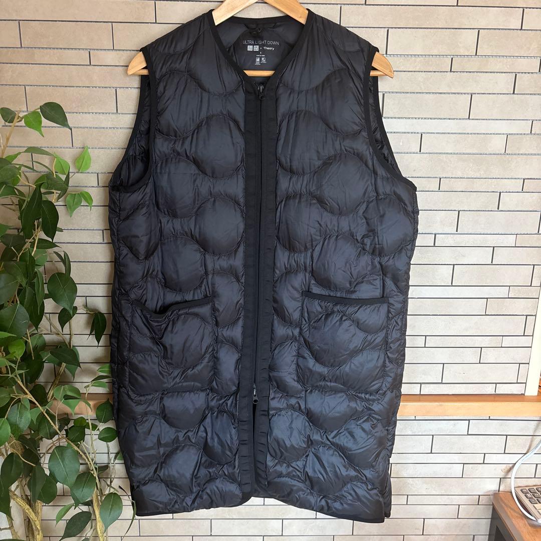 美品✨ユニクロ セオリー ウルトラライトダウンロングベスト S 黒　軽量