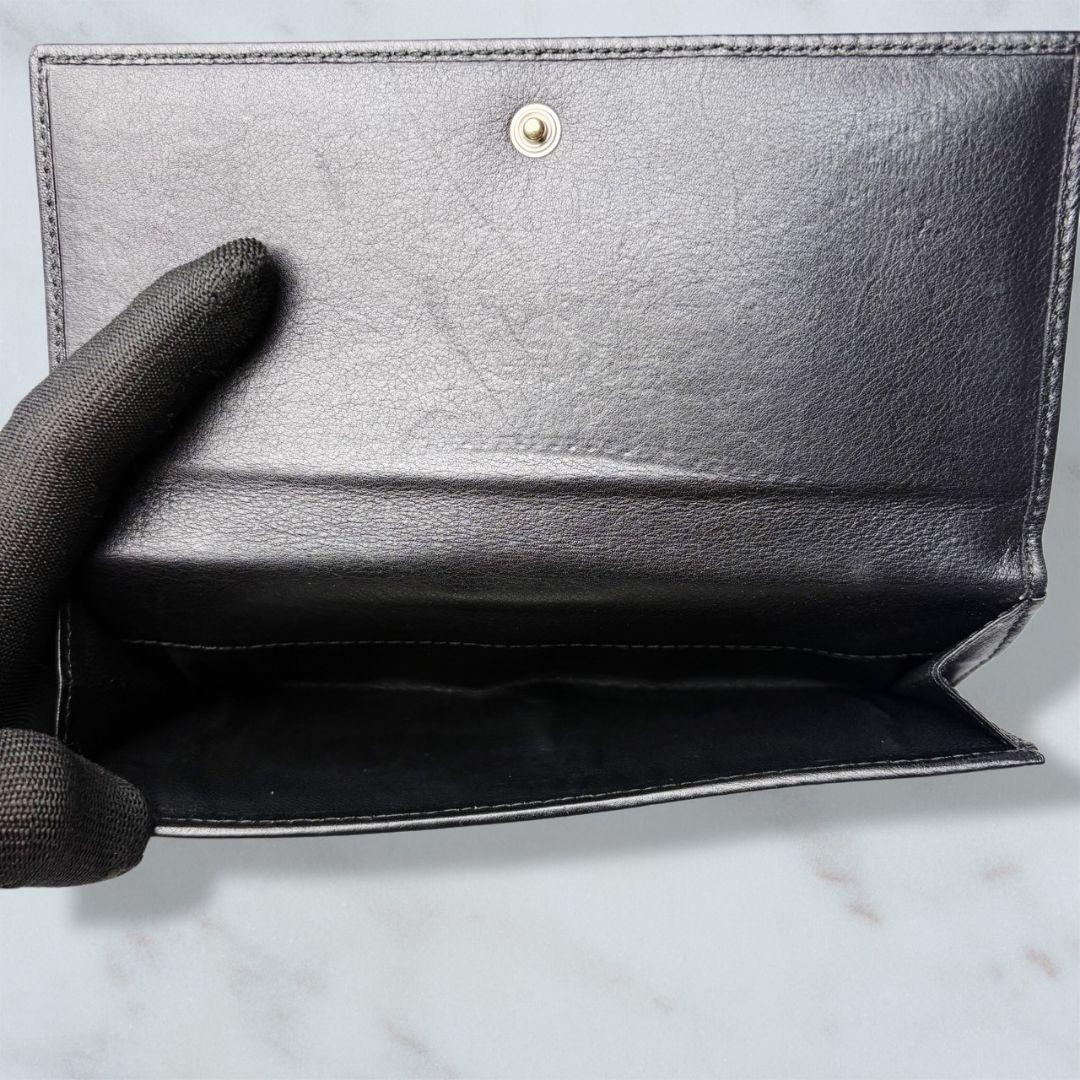 57 極美品 GUCCI 二つ折り財布 黒 長財布 GGキャンバス q4