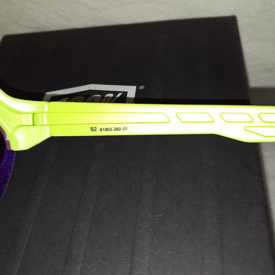 100% S2 ネオンイエロー / パープルレンズ ワンハンドレッド サングラス