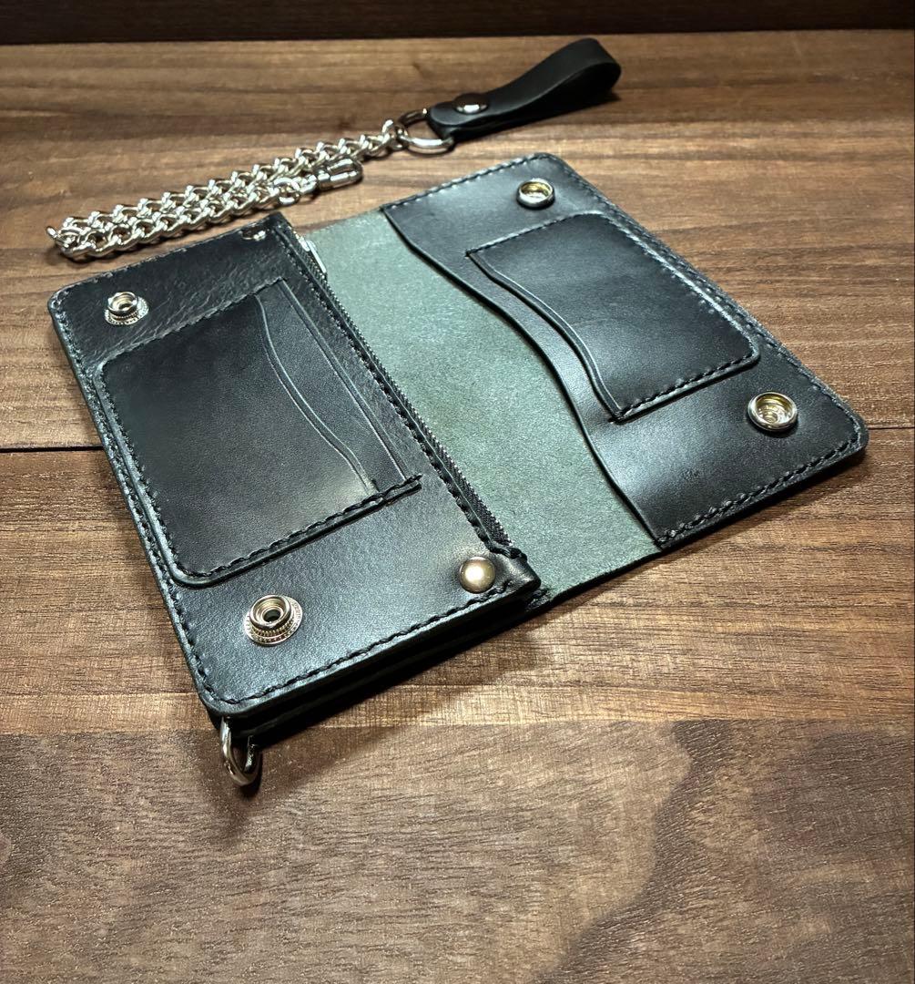 本革牛革ロングトラッカーウォレット