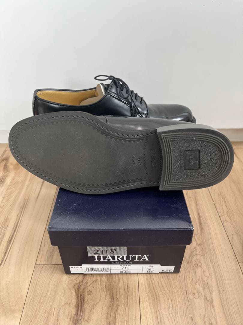 ハルタ 711 レースアップシューズ プレーントゥ 本革 幅広