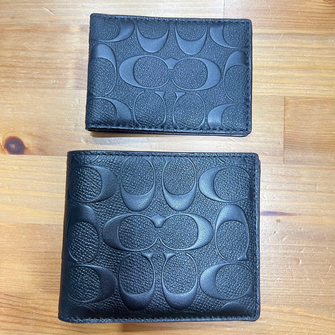 ‼️早い者勝ち‼️【新品未使用美品】COACH 型押し2つ折り財布 カードケース付き