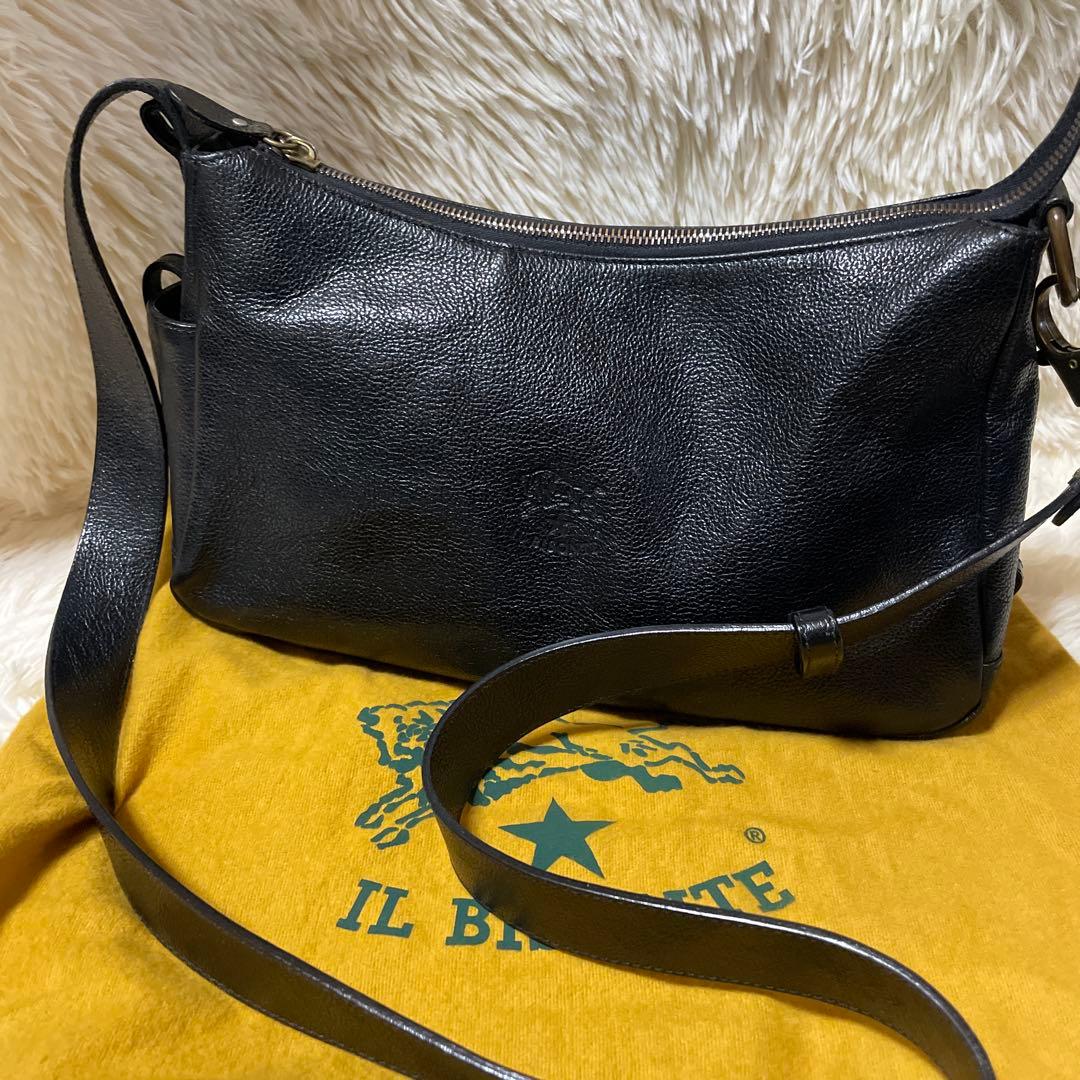 美品　イルビゾンテ IL BISONTE ショルダーバック 黒　レザー　2way