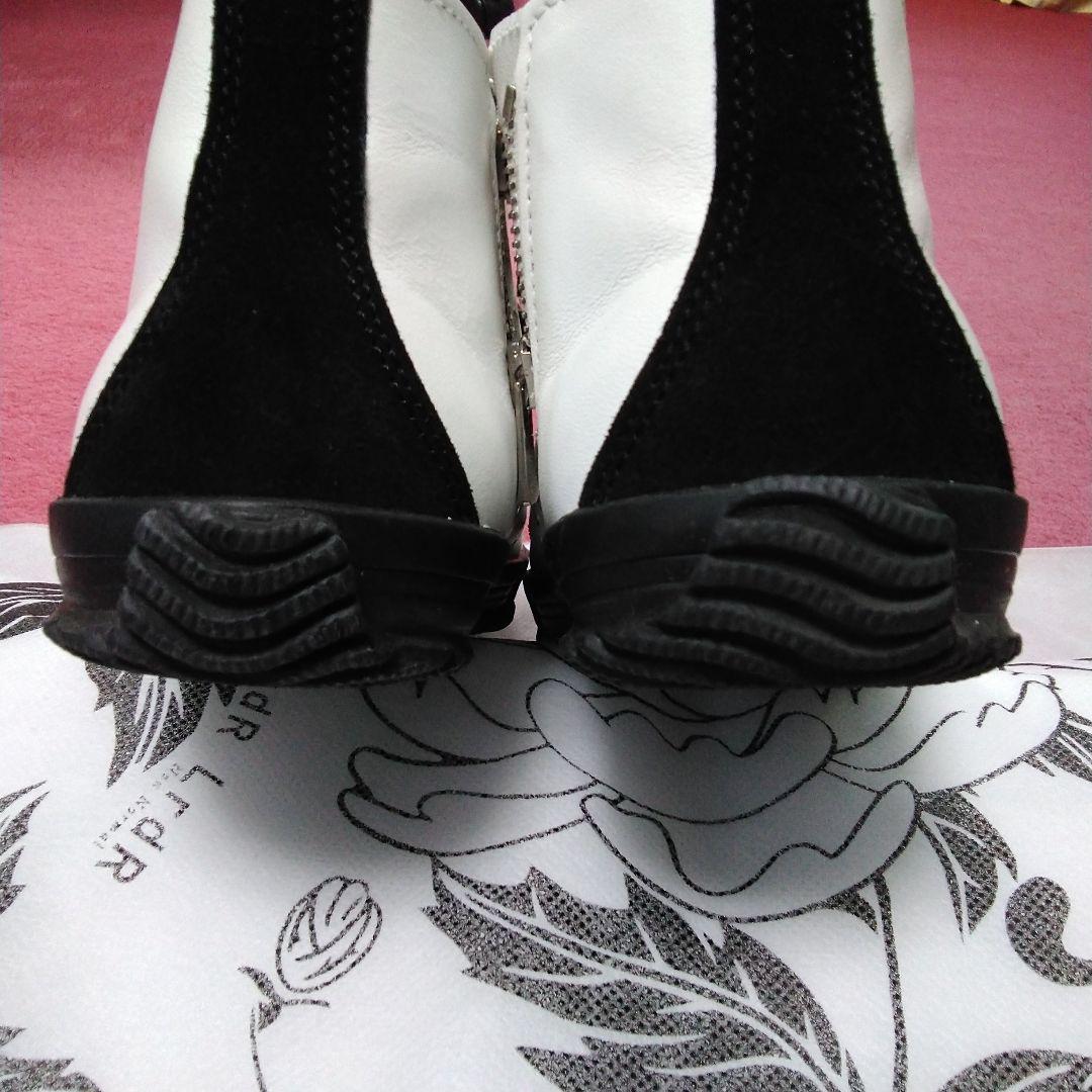 みい／グラウンドY★ホワイト/ブラック レザースニーカー