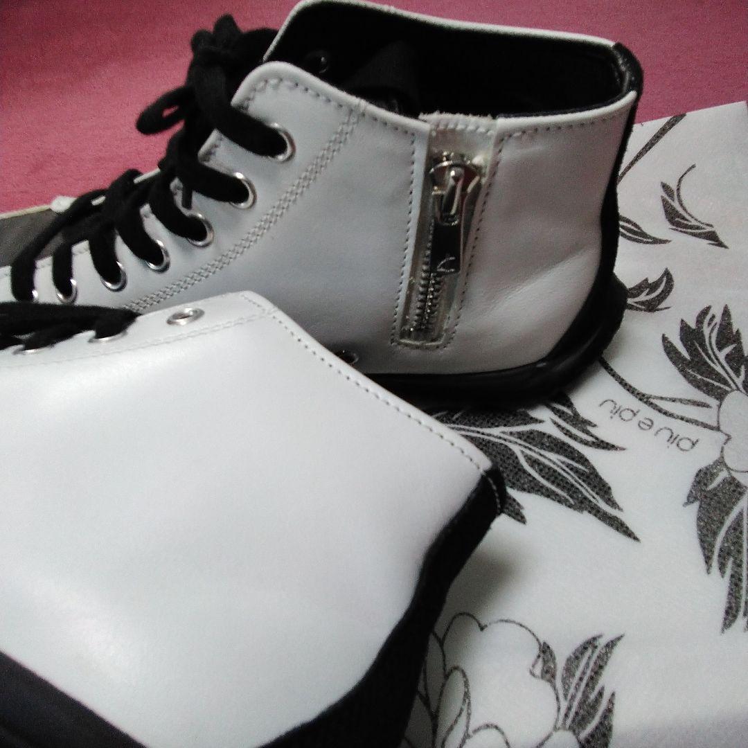 みい／グラウンドY★ホワイト/ブラック レザースニーカー