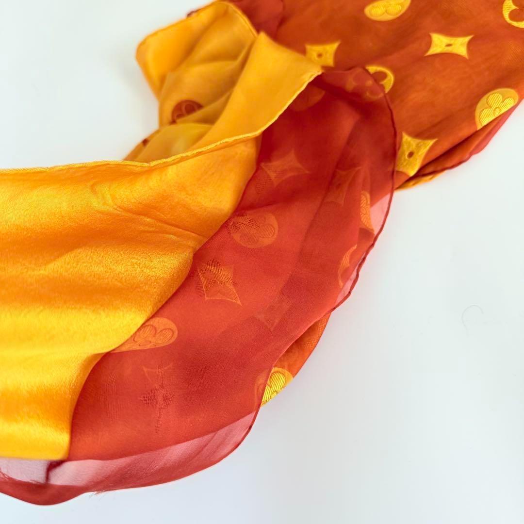 じ*ん様 美品　ルイヴィトン シルク ストール ロゴモノグラム イエローオレンジ