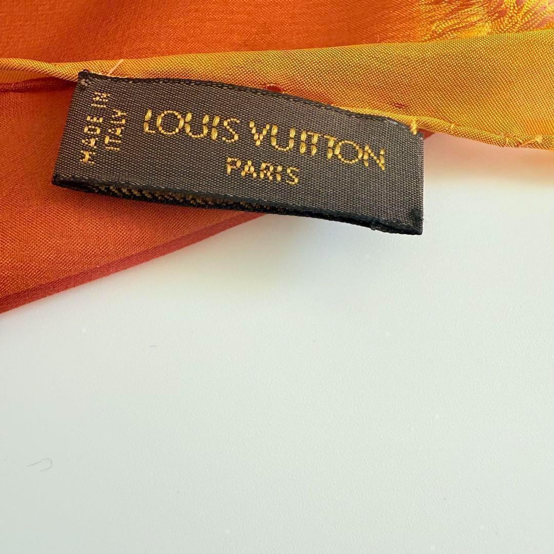 じ*ん様 美品　ルイヴィトン シルク ストール ロゴモノグラム イエローオレンジ