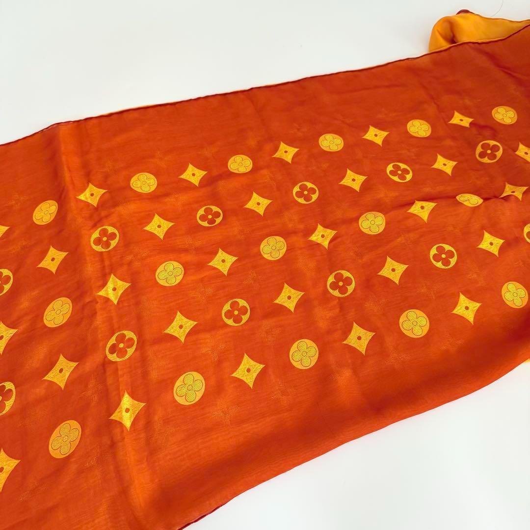 じ*ん様 美品　ルイヴィトン シルク ストール ロゴモノグラム イエローオレンジ