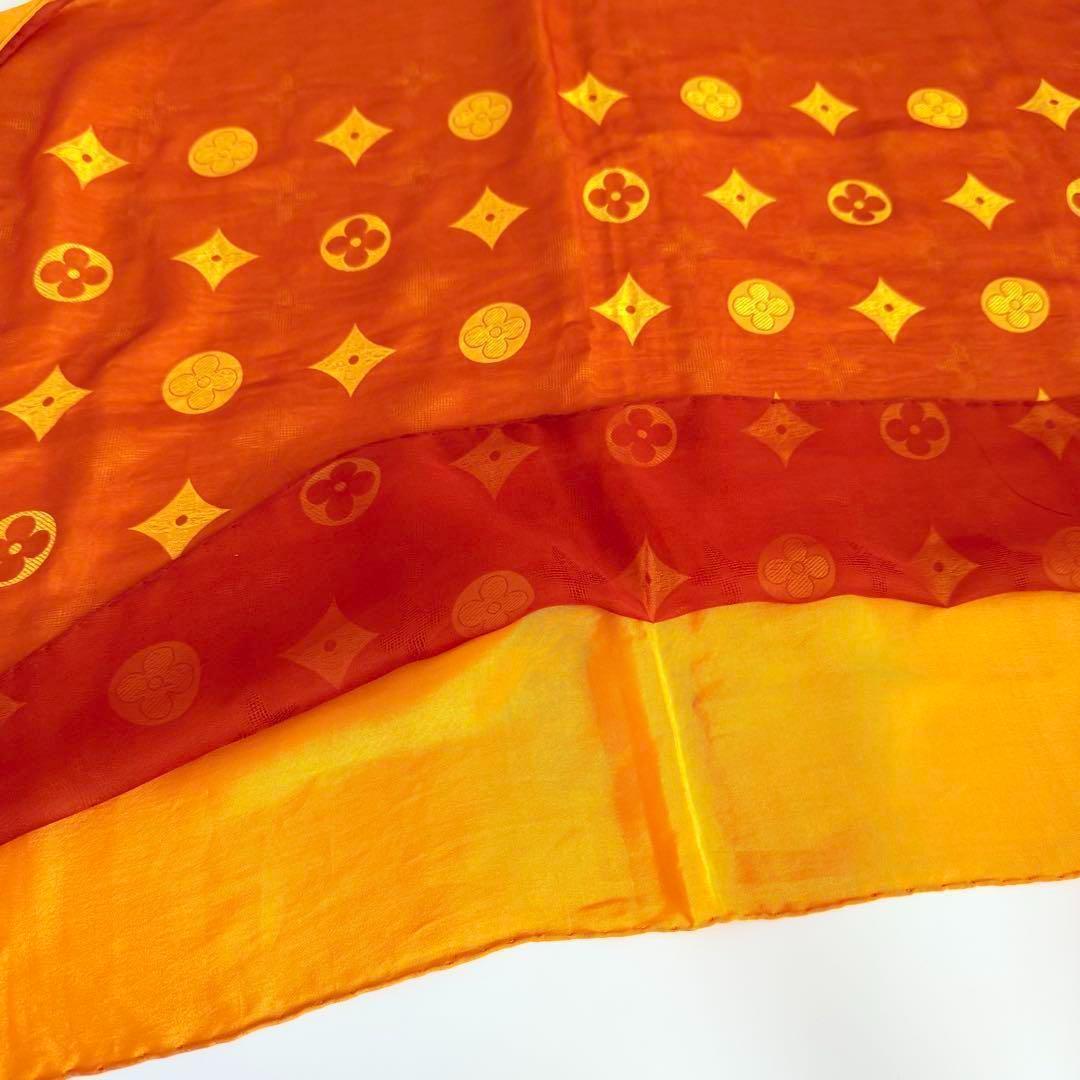 じ*ん様 美品　ルイヴィトン シルク ストール ロゴモノグラム イエローオレンジ