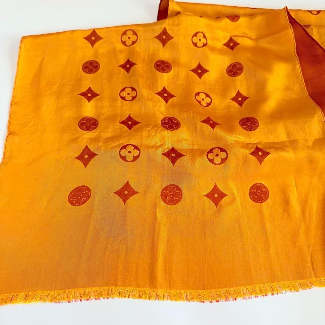 じ*ん様 美品　ルイヴィトン シルク ストール ロゴモノグラム イエローオレンジ