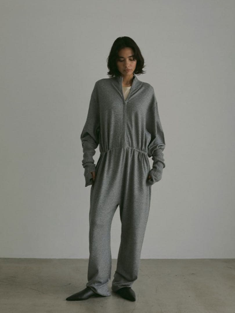 【新品タグ付】ETRE TOKYOフロントファスナーニットオールインワン M