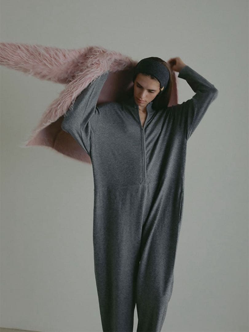 【新品タグ付】ETRE TOKYOフロントファスナーニットオールインワン M