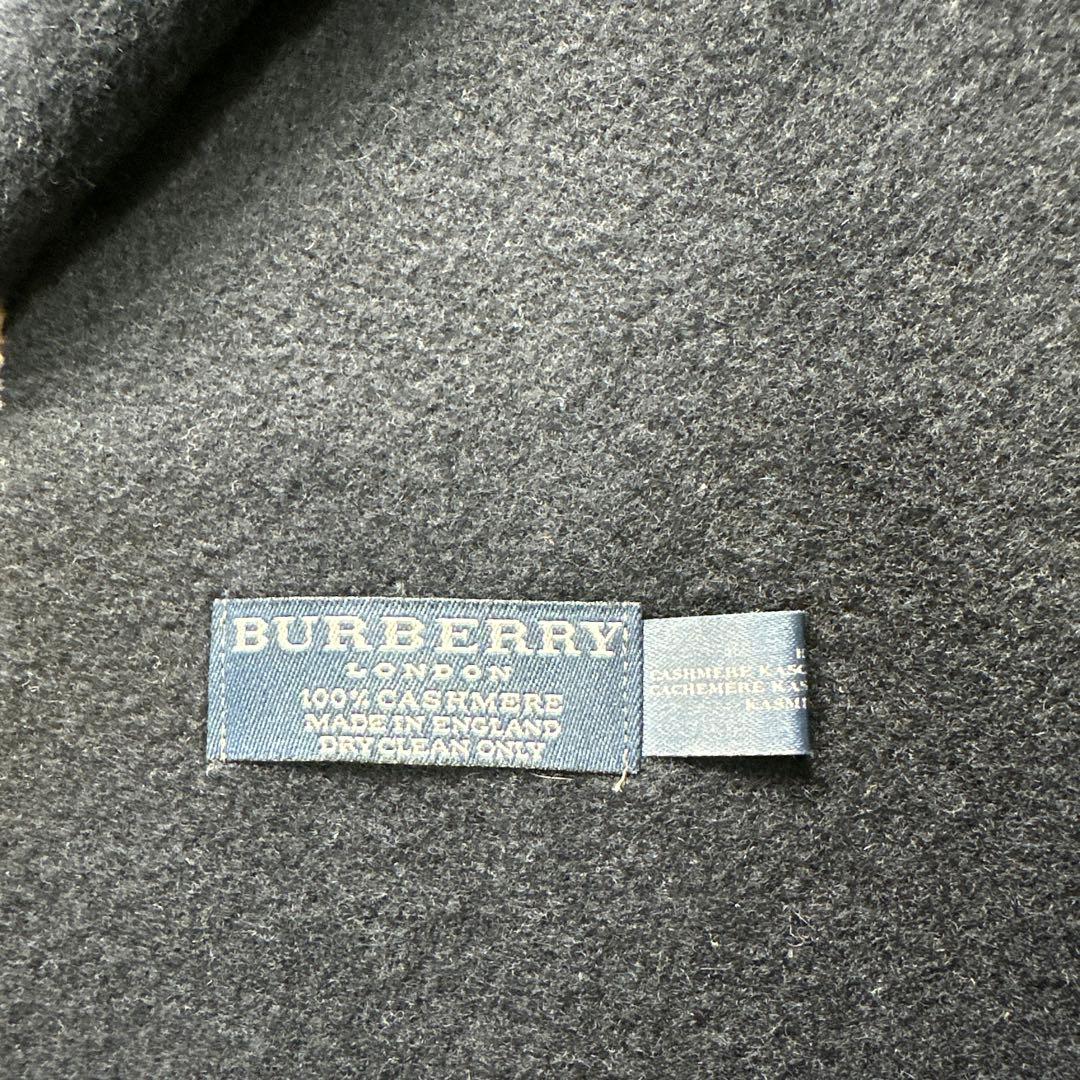 バーバリーロンドンマフラーカシミア100%イングランド製ネイビー