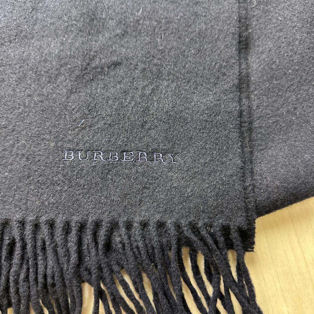 バーバリーロンドンマフラーカシミア100%イングランド製ネイビー