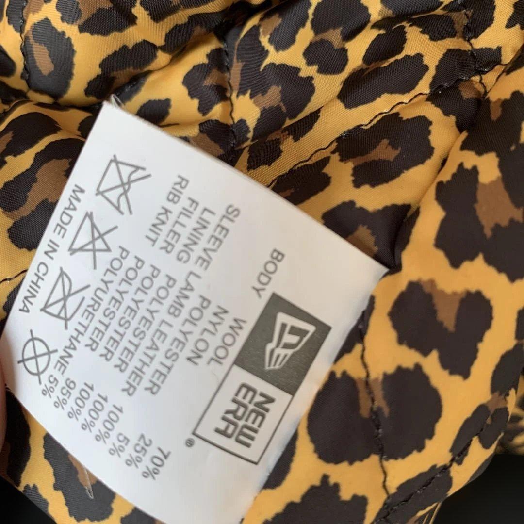 NEW ERA ニューエラ スタジャン レザー 黒 刺繍 裏地ヒョウ柄 L