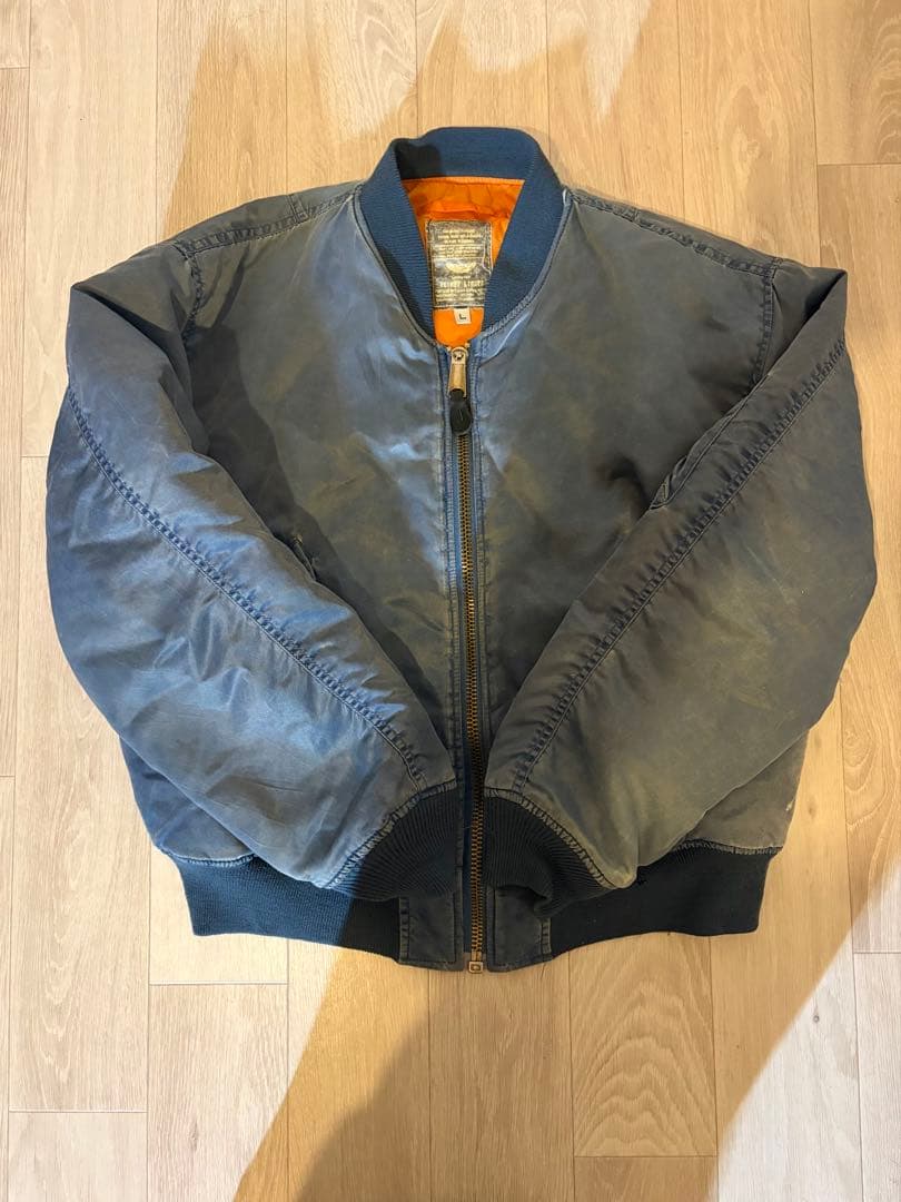 ビンテージ　MA-1フライトジャケット ネイビー Lサイズ 80s〜90s