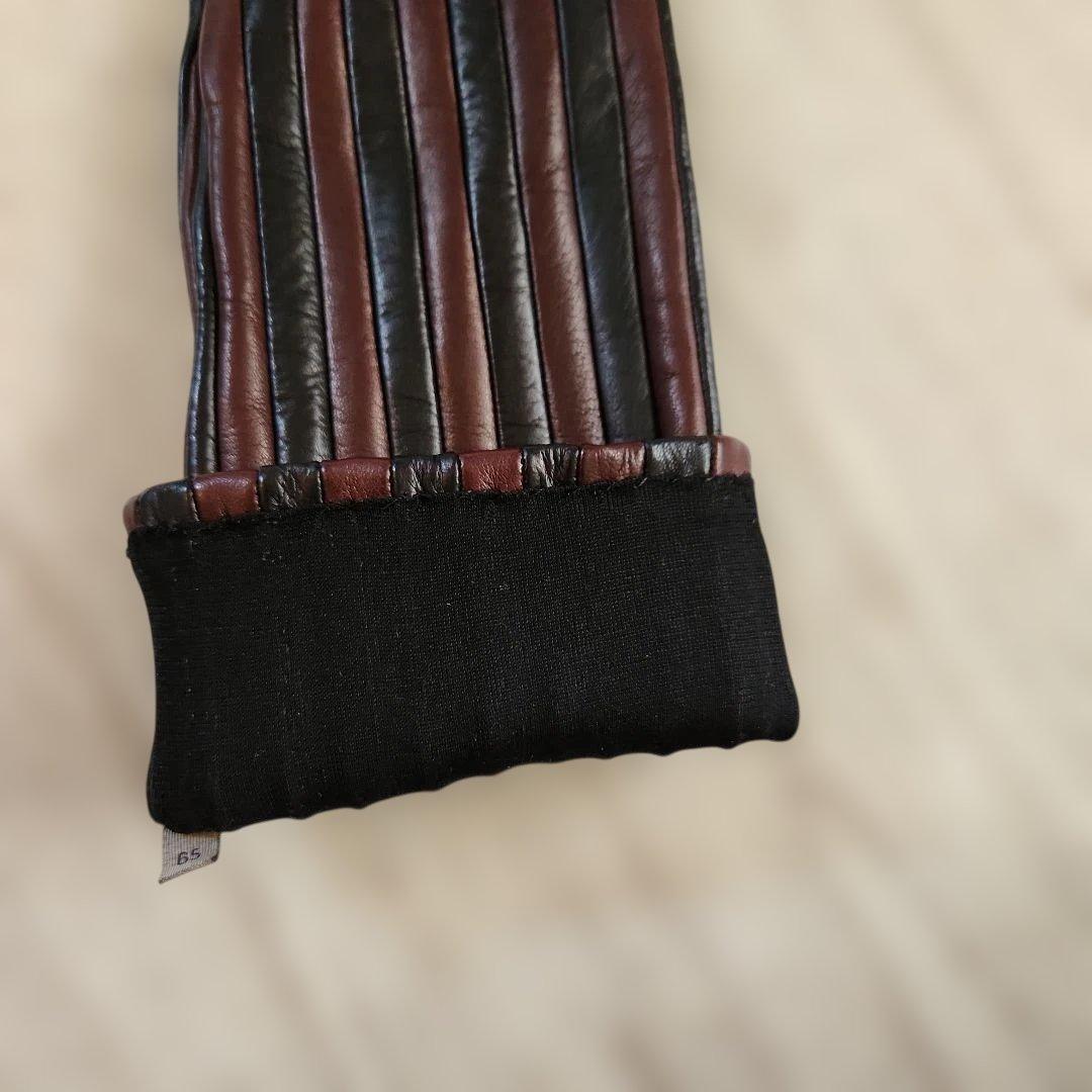 ☆彡ボッテガヴェネタのレザー ストライプ ロンググローブ 6 1/2☆彡