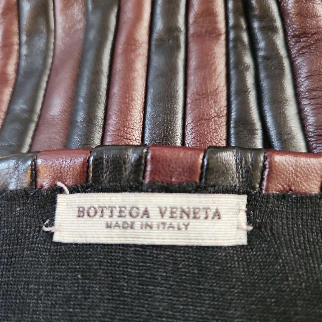 ☆彡ボッテガヴェネタのレザー ストライプ ロンググローブ 6 1/2☆彡