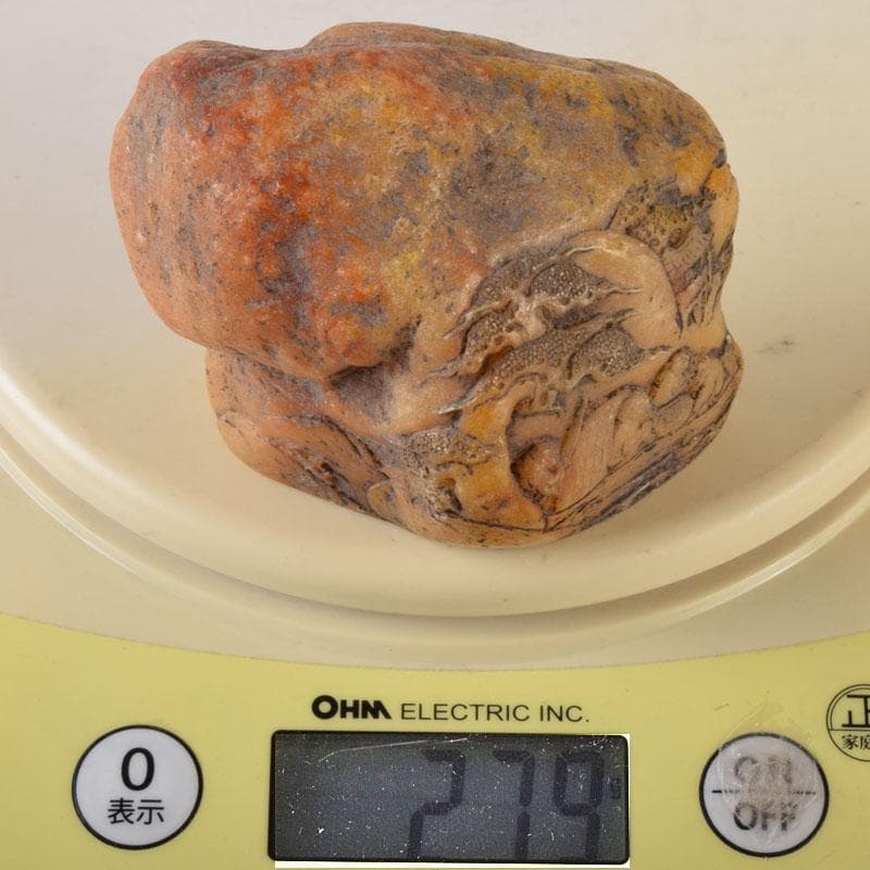 中国　篆刻　玉石田黄石彫刻　山水人物刻　印材　置物　V　R8469