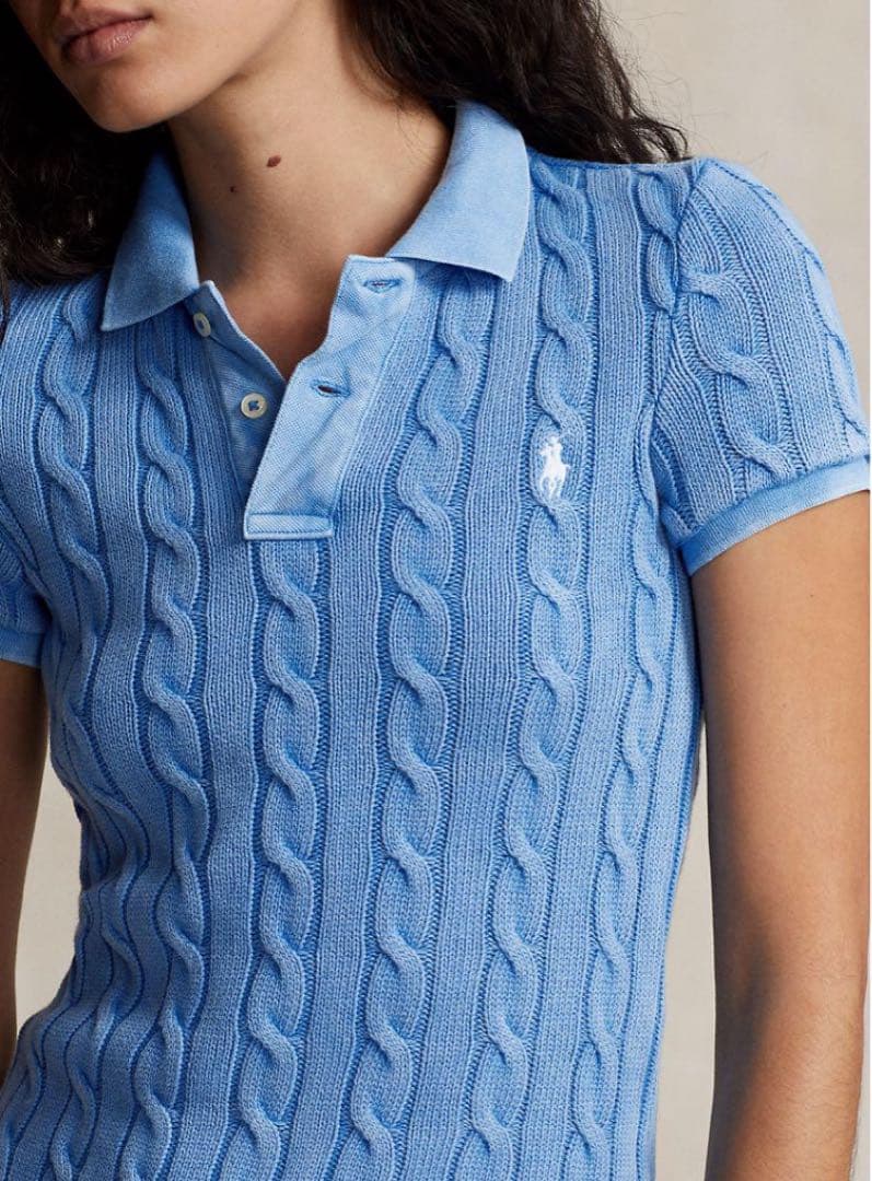 美品POLO RALPH LAURENラルフローレン ケーブルニット ポロシャツ