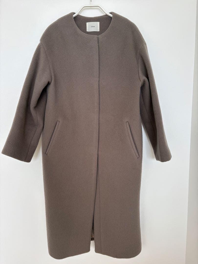 IÉNA＊イエナ　ノーカラーラムウールロングコート 36サイズ