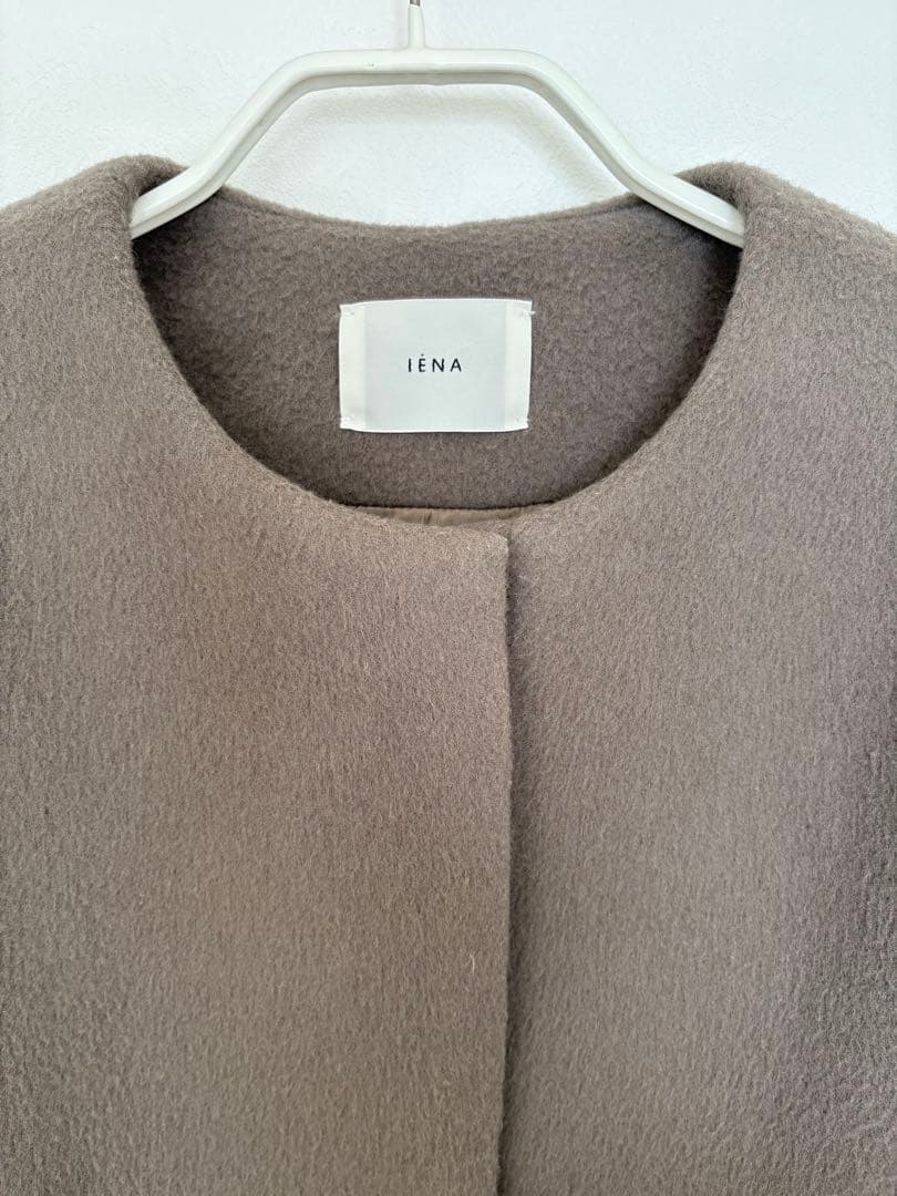 IÉNA＊イエナ　ノーカラーラムウールロングコート 36サイズ