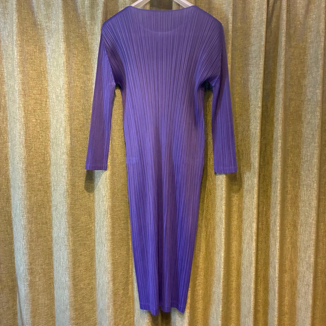 プリーツプリーズ　イッセイミヤケ　ワンピース　パープル　サイズ3