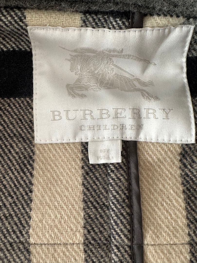 BURBERRYバーバリー　ダッフルコート チャコールグレーノバチェック 140