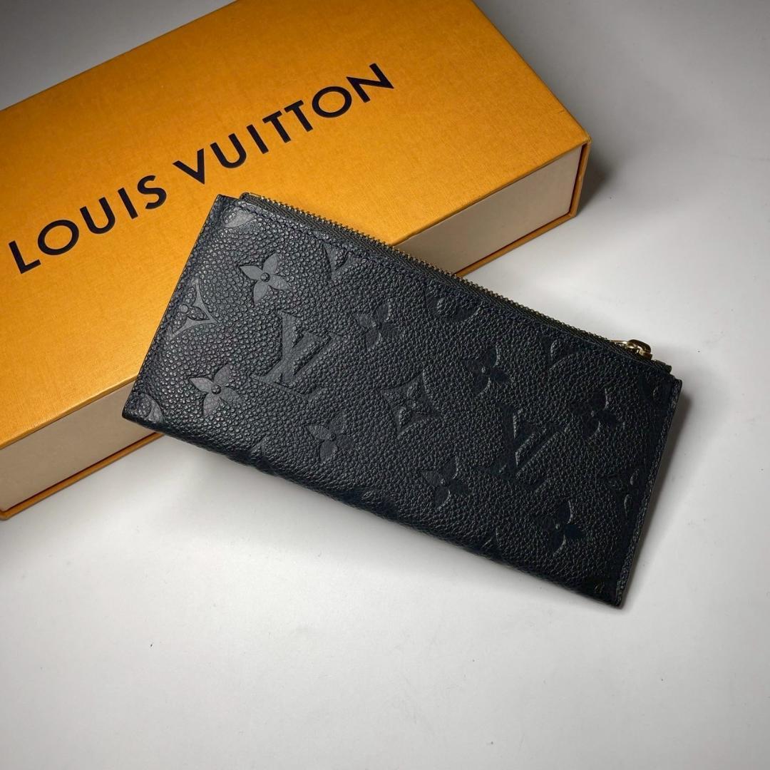 ルイヴィトン キュリーズ アンプラント ノワール 三つ折り財布 革 黒 小銭入れ