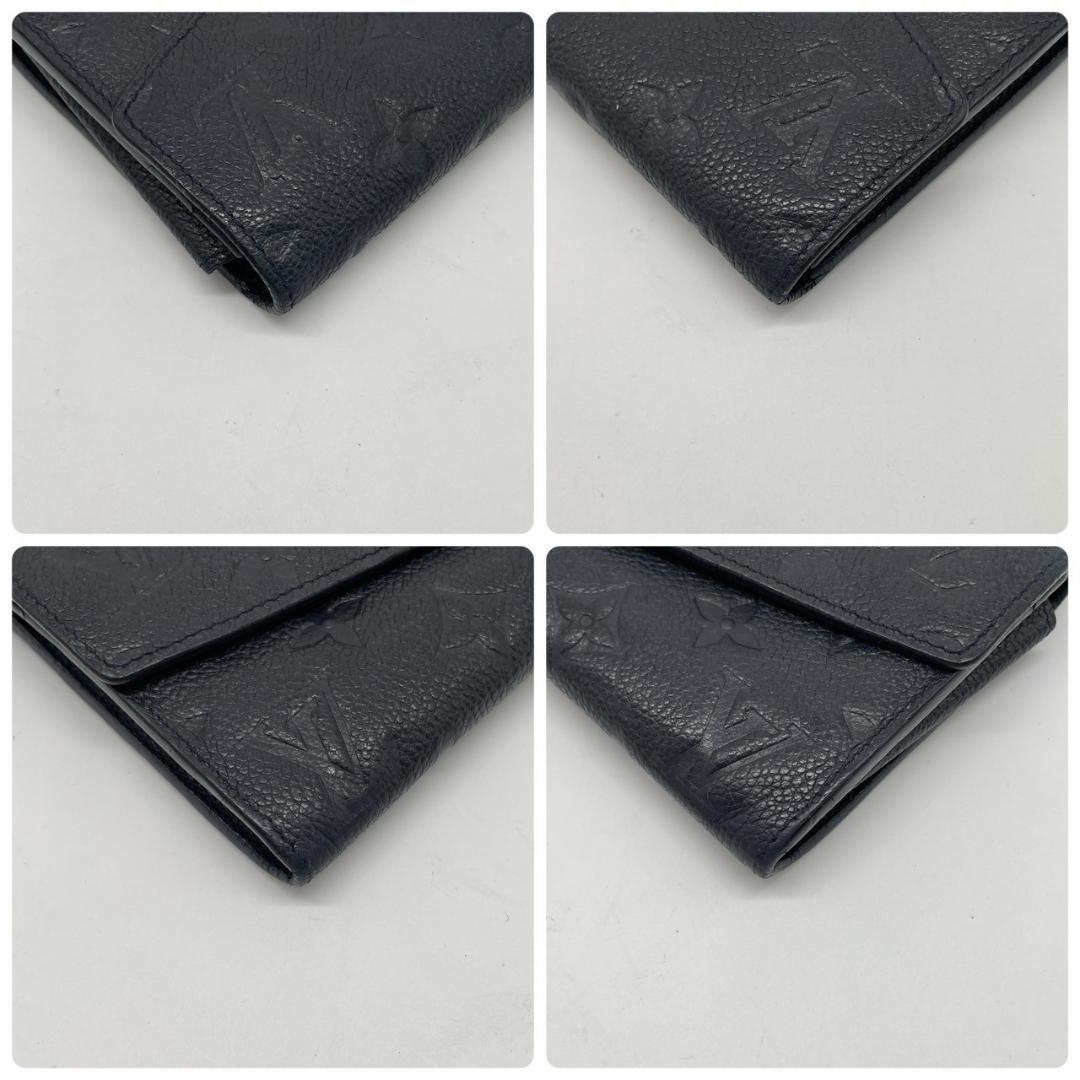 ルイヴィトン キュリーズ アンプラント ノワール 三つ折り財布 革 黒 小銭入れ