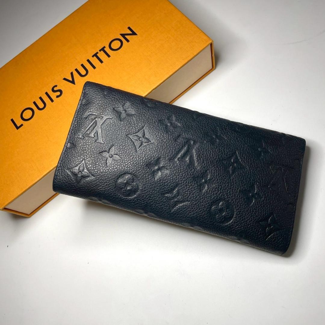 ルイヴィトン キュリーズ アンプラント ノワール 三つ折り財布 革 黒 小銭入れ