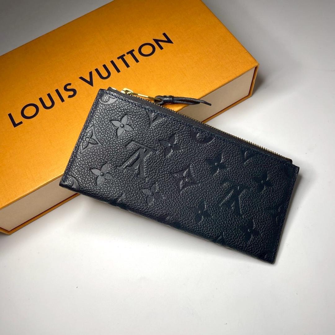 ルイヴィトン キュリーズ アンプラント ノワール 三つ折り財布 革 黒 小銭入れ