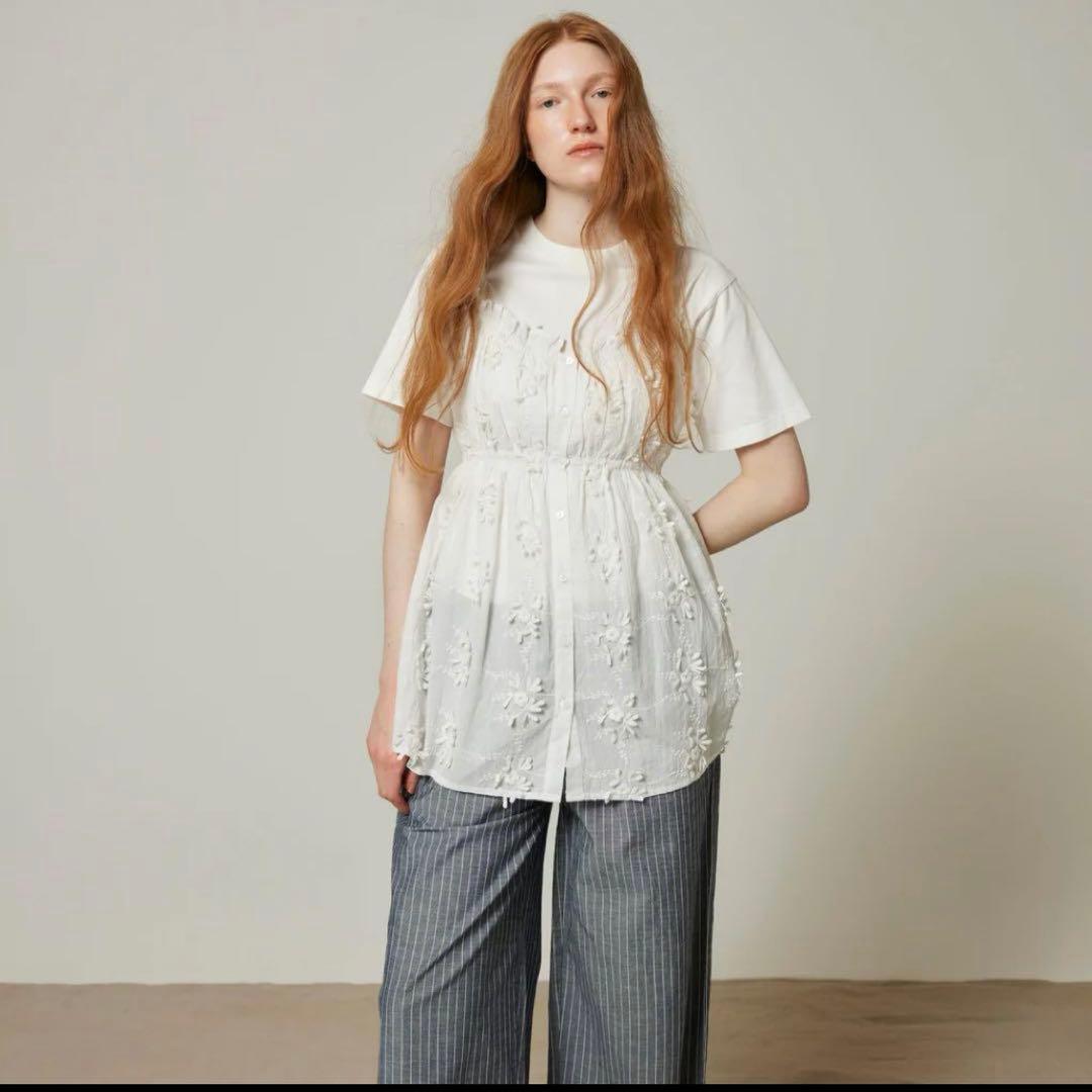 3D Embroideryチュニックキャミ ホワイト