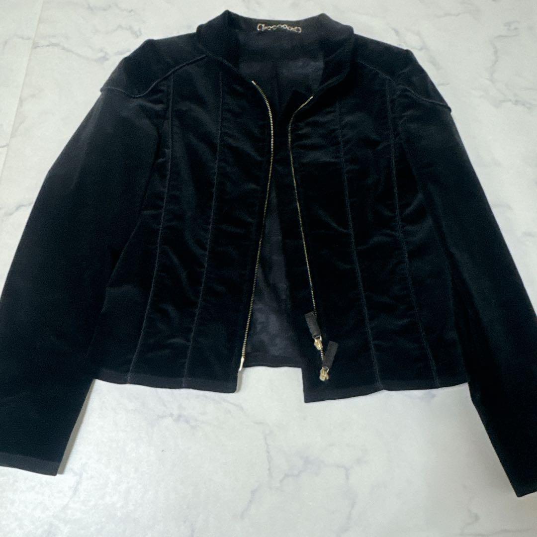 GUCCI グッチ ベロア ジャケット ブラック GG裏地 チェーン付 40