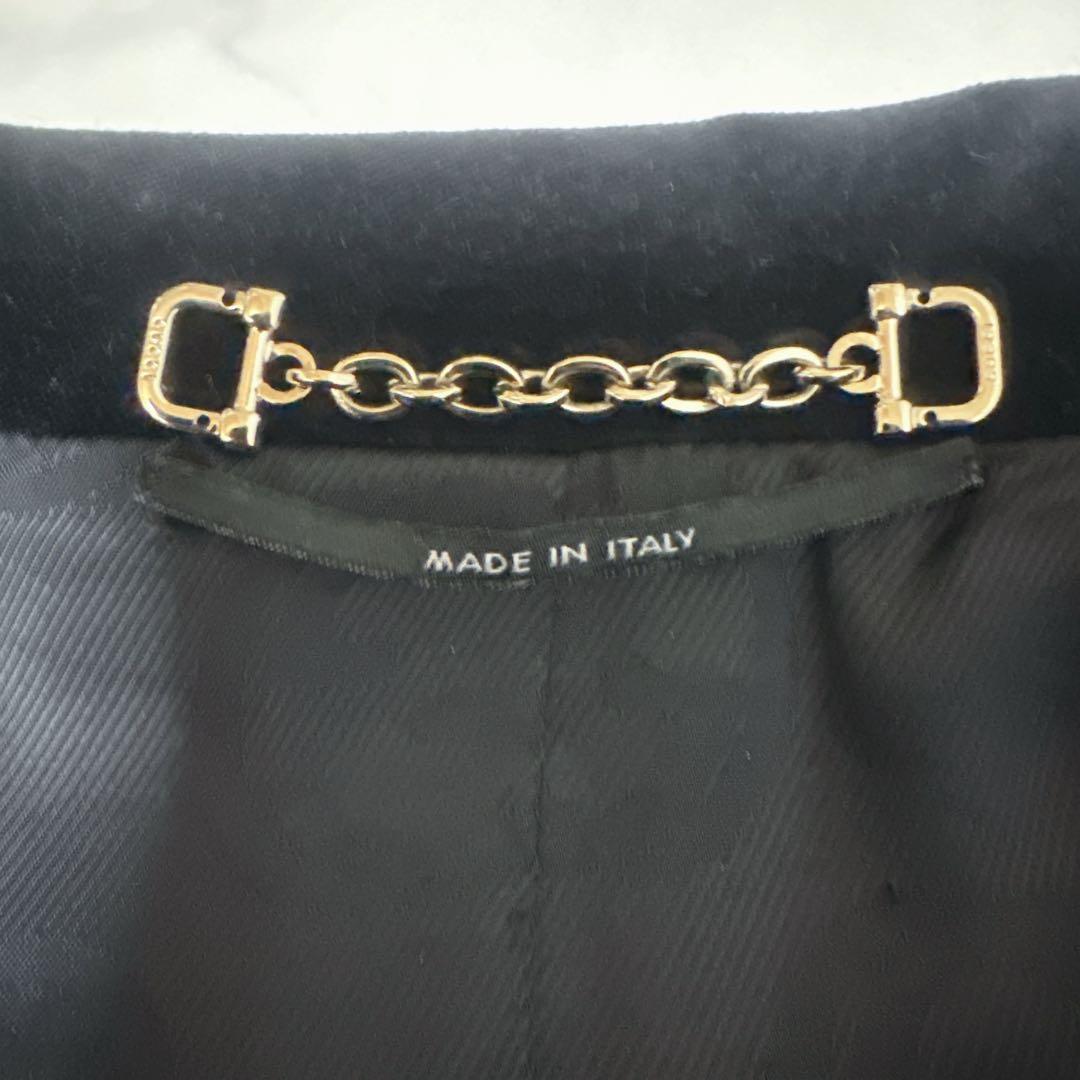 GUCCI グッチ ベロア ジャケット ブラック GG裏地 チェーン付 40