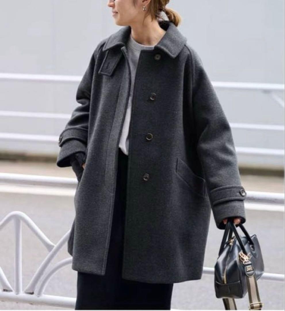 【新品タグ付き】 FRAMeWORKラムウールMIXシャルムバルカラーコート36